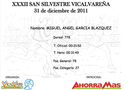 Diploma San Silvestre vicalvareña 2011
